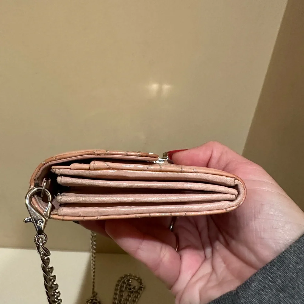 Dior Light Pink Lambskin Cannage Wallet on Chain